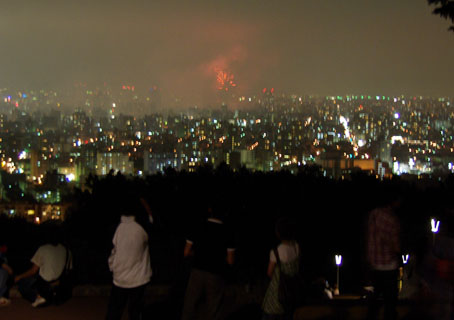 半分見えない花火